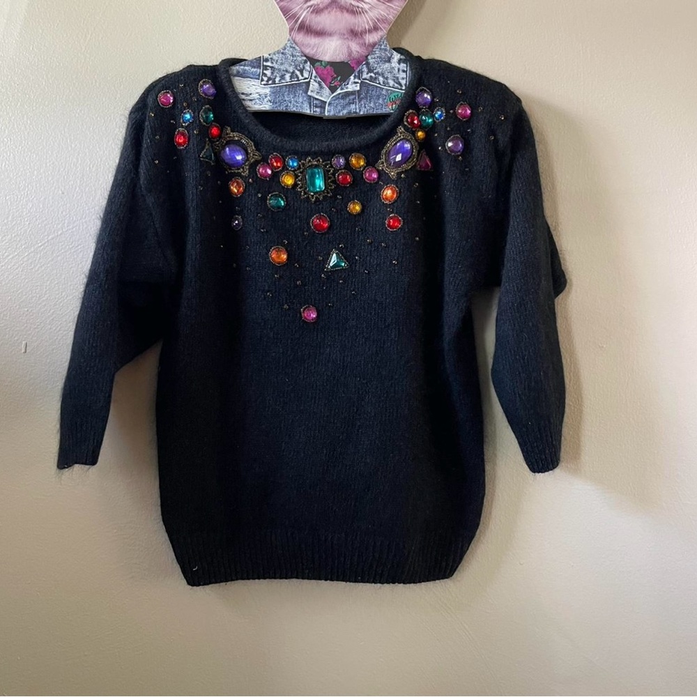 Vintage Embellished Black Sweater